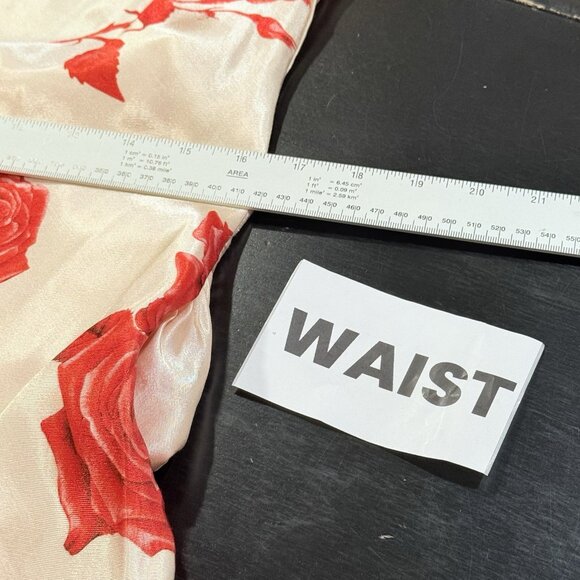 NWT Meshki Davina Satin Long Sleeve Backless Floral Red Mini Dress Womens Large - Picture 13 of 13